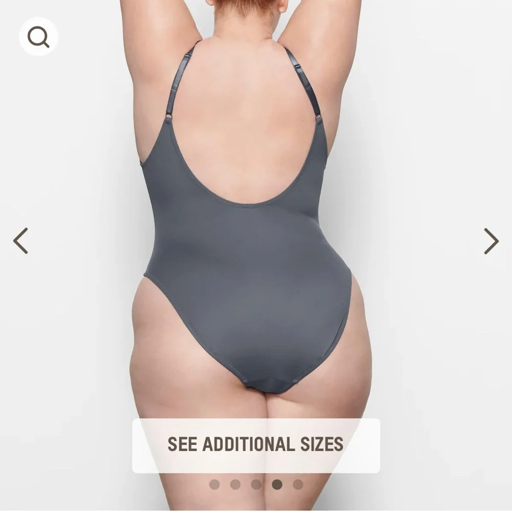 SKIMS Scoop Neck One Piece Swimsuit - Charcoal Gray